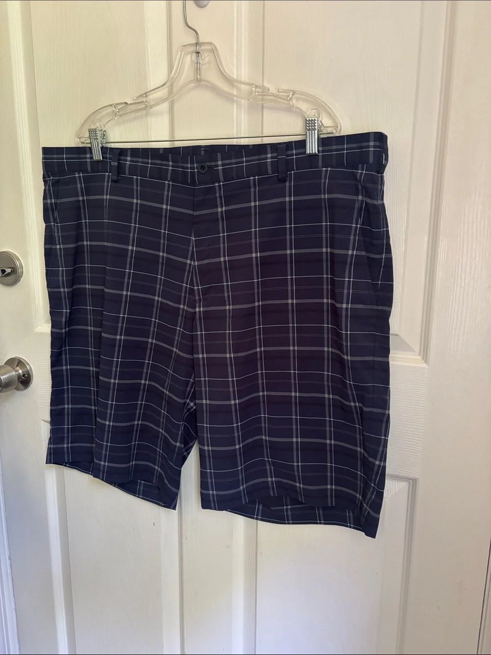 NIKE Dri Fit Golf Navy Plaid Performance Shorts Size